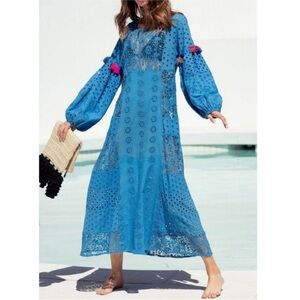 Misa Los Angeles Victoria Cover Up Dress Blue Size Small